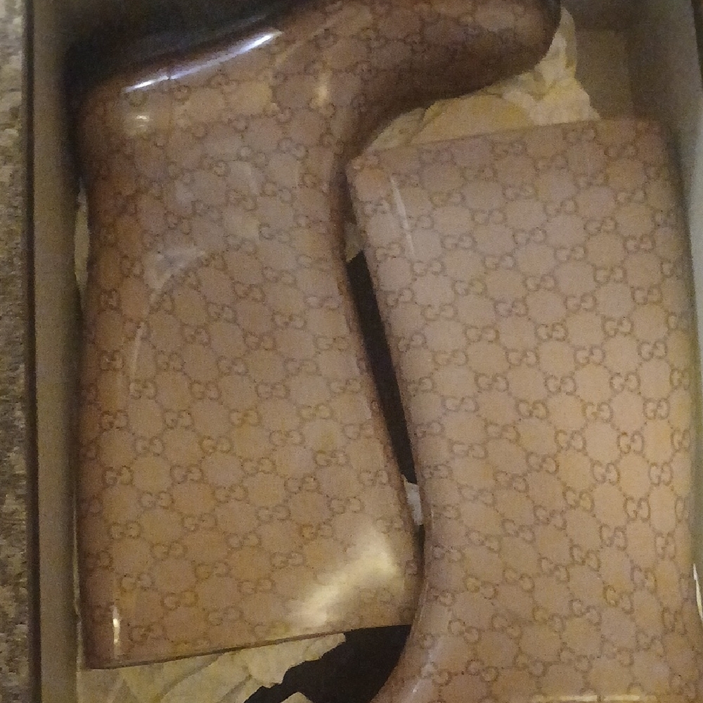 Gucci Beige Monogram Boots